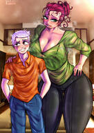 agnescoln artist:bluewolfartista big_breasts blushing bra character:agnes_johnson character:lincoln_loud jeans musk seductive_smile size_difference smiling smilling sweat tagme thick_thighs underwear wide_hips // 828x1168 // 193KB