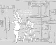 2016 artist:baryl chair character:leni_loud character:lily_loud cleavage comic comic:dairy_leni dialogue feet fridge kitchen open_mouth sitting smiling text // 1000x800 // 261KB