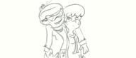 2017 alternate_outfit arm_around_shoulder artist:tmntfan85 bombastic character:lincoln_loud character:lynn_loud frowning lynncoln parody sketch smiling sunglasses // 1240x531 // 196.5KB