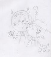2017 artist:julex93 blushing character:lana_loud character:lincoln_loud eyes_closed heart kiss open_mouth sketch surprised // 469x526 // 48.4KB