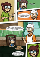 aged_up apron artist:greenskull34 character:lincoln_loud character:lisa_loud character:lulu_loud comic dialogue food holding_object lisacoln looking_at_viewer original_character pancakes sin_kids year_request // 1536x2204 // 2.2MB