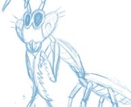2017 animalization artist:duskull bug character:leni_loud eyes_closed mantis sketch solo sunglasses // 663x538 // 124KB