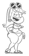 2017 bikini character:leni_loud hand_on_hip looking_at_viewer smiling solo swimsuit tagme thick_thighs wide_hips // 423x815 // 117KB