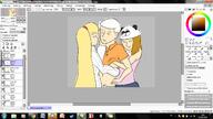2017 artist:yourhead background_character character:lincoln_loud character:panda_qt character:sweater_qt coloring eyes_closed groping hand_under_clothes midriff open_mouth pandacoln smiling spanish sweatercoln text wip // 1366x768 // 253KB
