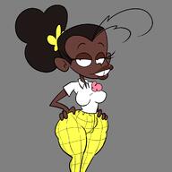 2023 afro artist:sl0th big_lips cameltoe character:luan_loud dark-skinned_female hands_on_hips looking_at_viewer raceswap solo thick_thighs wide_hips // 1155x1155 // 169KB