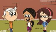 2024 artist:jamesmerca50 character:lincoln_loud character:ronnie_anne_santiago character:sid_chang half-closed_eyes hand_behind_back hand_on_hip hands_behind_back looking_at_another open_mouth sidonniecoln smiling unusual_pupils // 3000x1722 // 1.2MB