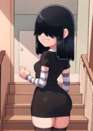 2023 aged_up aI-generated artist:losforrycustom ass character:lucy_loud grin looking_at_viewer looking_back rear_view smiling solo thigh_highs // 1024x1440 // 1.8MB