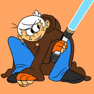 2017 artist:dillaboodndocks character:lincoln_loud lightsaber parody simple_background solo star_wars // 900x900 // 302KB