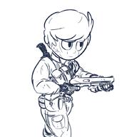 2016 aged_up artist:enclave character:lincoln_loud fallout gun holding_gun holding_weapon parody scar solo // 900x900 // 244KB