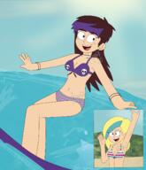 2020 artist:jmdx64 artist:jmx64 beach bikini character:luna_loud character:sam_sharp surfboard surfing swimsuit water // 1280x1489 // 1.4MB