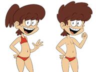 2016 artist:scobionicle99 character:boy_lynn character:lynn_loud freckled_midriff freckled_shoulders freckled_thighs hand_on_hip looking_at_viewer open_mouth panties smiling solo swim_trunks swimsuit topless underwear // 1280x960 // 268.4KB