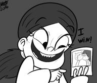 2016 artist:misael-tc black_and_white character:lincoln_loud character:lynn_loud character:ronnie_anne_santiago comic dialogue fanfiction:dire_dilemma grin kiss kissing lynncoln photo sharp_teeth solo text // 1320x1132 // 269.7KB