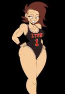 aged_up alternate_hairstyle artist:chillguydraws au:thicc_verse big_breasts character:lynn_loud edit freckled_breasts freckles fresh_lynn leotard mohawk smiling solo thick_thighs transparent_background wide_hips // 1418x2048 // 371KB