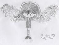 2016 artist:julex93 character:lucy_loud parody pose sketch solo wings // 440x334 // 43.6KB