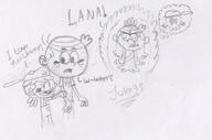 2017 angry artist:julex93 blushing character:lana_loud character:lincoln_loud character:lola_loud dialogue eyes_closed fist frowning holding_arm jealous lanacoln lolacoln looking_down sketch skull text unusual_pupils // 576x380 // 73.3KB