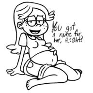 2016 arm_support artist:getinmydamnbox belly character:mama_qt dialogue half-closed_eyes hand_on_belly looking_at_viewer pregnant sitting smiling solo talking_to_viewer // 420x420 // 59KB