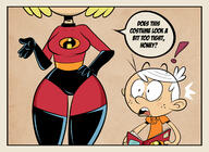! 2016 artist:scobionicle99 character:lincoln_loud character:rita_loud cosplay dialogue magazine text the_incredibles // 2200x1600 // 619.4KB