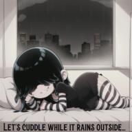 2023 aI-generated bed character:lucy_loud rain smiling solo // 1780x1780 // 3.0MB
