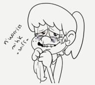 2016 artist:caencer bags_under_eyes character:lynn_loud crying dialogue half-closed_eyes looking_at_viewer smiling solo tears text // 806x722 // 173.2KB