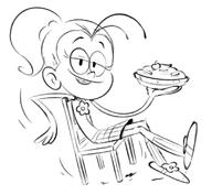 2020 artist:dipper character:luan_loud food holding_food looking_at_viewer pie smiling solo // 790x730 // 222.0KB