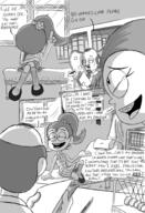 2016 artist:jumpjump book character:dr._langdell character:luan_loud comic comic:the_loud_comic dialogue half-closed_eyes honding_object looking_at_another open_mouth original_character sitting sketch smiling text // 1300x1900 // 1.5MB