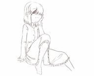 2017 alternate_outfit artist:jcm2 character:lucy_loud hair_apart half-closed_eyes hand_support looking_at_viewer raised_leg sitting sketch socks solo // 1280x1024 // 64KB