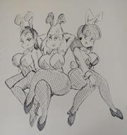 2022 artist:pikapika212 big_breasts blushing bunny_ears bunnysuit character:judy_zhau character:maria_santiago character:rita_loud fishnets half-closed_eyes looking_at_viewer tagme // 866x923 // 115KB