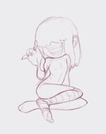 2022 artist_request character:lucy_loud fangs nipples nude open_mouth sitting sketch small_breasts smiling solo thigh_highs // 1282x1617 // 467.9KB