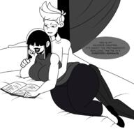 aged_up artist:chillguydraws bed big_ass book character:lincoln_loud character:lucy_loud dialogue lucycoln lying reading // 1500x1500 // 383.9KB