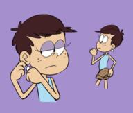2017 artist:dipper character:luna_loud clothes_swap hand_on_ass looking_back looking_down rear_view simple_background // 670x570 // 126KB