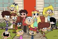 2016 book character:lana_loud character:leni_loud character:lily_loud character:lincoln_loud character:lisa_loud character:lola_loud character:lori_loud character:luan_loud character:lucy_loud character:luna_loud character:lynn_loud character:marco_diaz character:star_butterfly crossover fist group half-closed_eyes hand_behind_back hand_on_cheek hand_on_hip hand_on_mouth hands_on_cheeks hands_together holding_object looking_at_viewer looking_down looking_up open_mouth phone raised_arms reading shadow smiling star_vs_the_forces_of_evil tongue_out wrench // 1280x853 // 743.4KB