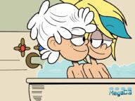 2023 aged_up artist:megad3 bath bathroom bathtub breasts character:lincoln_loud character:sam_sharp half-closed_eyes looking_at_another nipple nude samcoln smiling water // 909x683 // 153.5KB