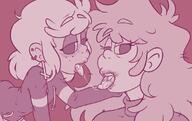 artist_request blushing character:loan_loud character:lupa_loud hand_on_face kissing lipstick_mark loanpa looking_at_viewer looking_to_the_side ocs_only original_character saliva_string sin_kids tongue_out yuri // 1104x696 // 114KB