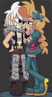 2022 alternate_outfit arms_crossed artist:marcustine character:girl_jordan character:lincoln_loud frowning looking_at_another parody skullgirls smiling // 1500x2800 // 403.5KB
