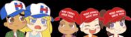 2016 artist:phee character:bobby_santiago character:lincoln_loud character:lori_loud character:lynn_loud character:ronnie_anne_santiago crying group hat maga maga_hat ohayou tears text transparent_background // 2000x563 // 660KB