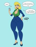 aged_up alternate_outfit artist:chillguydraws au:thicc_verse bare_breasts big_breasts character:lori_loud commission dialogue holding_object phone solo wide_hips // 2550x3300 // 734KB