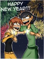 artist:greenskull34 character:darna_loud character:liby_loud fireworks looking_at_another new_year ocs_only original_character sin_kids smiling sparkler // 2062x2755 // 8.9MB