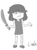 2017 artist:lioxdz character:lucy_loud knife shrugging solo // 710x949 // 150KB
