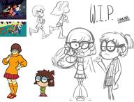 2017 aged_up artist:donchibi bridal_carry carrying character:lincoln_loud character:lisa_loud character:velma_dinkley collage crossover running scooby-doo sketch style_parody text wip // 1200x910 // 555KB