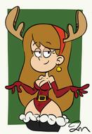 2020 artist:jose-miranda christmas christmas_outfit cleavage half-closed_eyes looking_at_viewer ocs_only olivia_collins original_character reindeer_ears smiling solo thick_thighs wide_hips // 817x1200 // 89.6KB