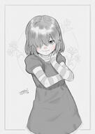 2019 arm_support arms_crossed artist:dfer blushing character:lucy_loud hair_apart hand_on_cheek looking_at_viewer sketch smiling solo // 2121x3000 // 1.3MB