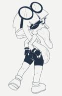 2016 artist:caencer ass character:lisa_loud cosplay hands_on_ass looking_at_viewer looking_back paint pose rear_view solo splatoon winking // 807x1243 // 229.8KB