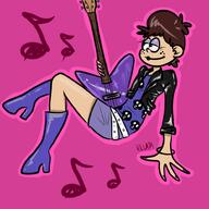 2016 alternate_outfit artist_request character:luna_loud guitar high_heel_boots holding_object instrument sitting skull solo // 1000x1000 // 350KB