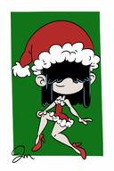 2019 alternate_outfit artist:jose-miranda character:lucy_loud christmas high_heels holiday pose santa_dress smiling solo wide_hips // 900x1350 // 84.4KB