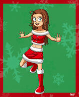 2020 alternate_hairstyle alternate_outfit artist:julex93 character:luan_loud christmas christmas_dress christmas_outfit cleavage hair_down looking_at_viewer midriff open_mouth raised_leg smiling solo // 1800x2200 // 2.1MB