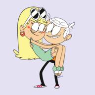 2018 arm_around_shoulder artist:mannysdirt blushing bridal_carry carrying character:leni_loud character:lincoln_loud lenicoln looking_at_another smiling // 1920x1920 // 587.0KB