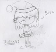 2016 alternate_outfit artist:julex93 character:lucy_loud christmas dialogue santa_dress santa_hat santa_outfit sketch solo text // 352x325 // 35.3KB