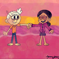 2022 artist:tommydraws beach character:lincoln_loud character:ronnie_anne_santiago eyes_closed hand_holding looking_at_another ronniecoln smiling sunset tagme // 1155x1161 // 302.7KB