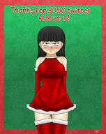 2021 alternate_outfit angry artist:julex93 blushing character:maggie christmas christmas_dress christmas_outfit embarrassed frowning hands_behind_back looking_at_viewer solo text thigh_highs // 2000x2525 // 3.2MB