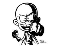 2016 artist:javidluffy bald character:lynn_loud fist one_punch_man parody solo // 600x494 // 89KB